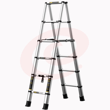 镁多力(midoli)家用人字梯 伸缩多功能铝合金工程加厚可折叠升降登高便携直梯 免安装人字梯1.7米【适用3.3米】