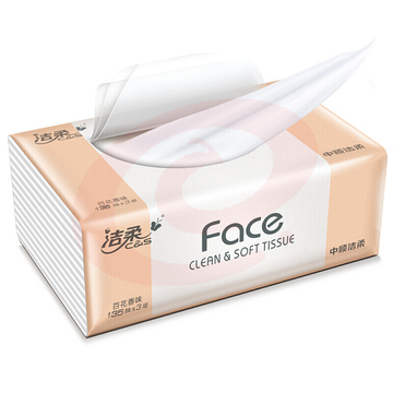 洁柔(C&S)抽纸 粉Face 强韧3层135抽面巾纸*3包 百花香味(L大号纸巾 面子系列可湿水)