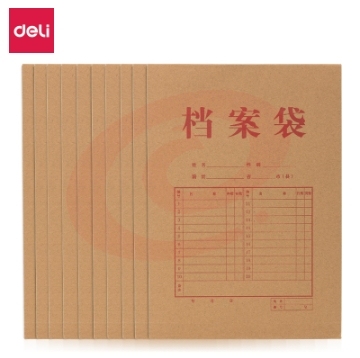 得力 64100 牛皮纸档案袋 200g-4cm 10个/包 黄色.