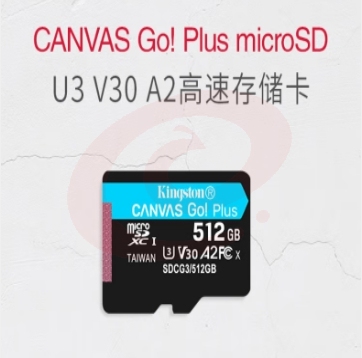 金士顿（Kingston）512GB TF（MicroSD）存储卡 行车记录仪内存卡 手机内存卡 U3 V30 A2 4K 读速170MB/s SDCG3/512GB  
