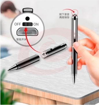 爱国者 笔形录音笔16G R8822专业高清降噪微型便携一键操作录音器 黑色