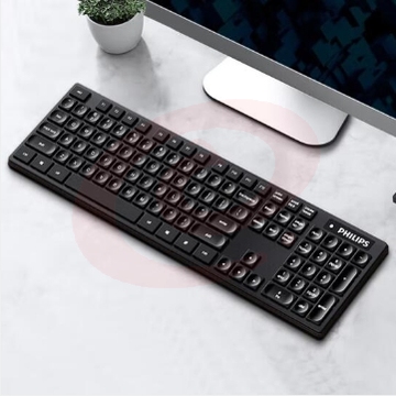 飞利浦（PHILIPS）SPK6103无线键盘 全尺寸键盘 防溅洒设计 商务办公家用键盘 笔记本电脑通用 黑色
