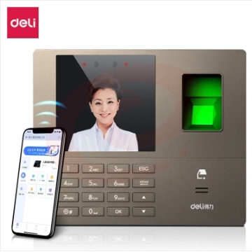 得力（deli）34521 人脸指纹混合识别企业云考勤机 无接触手机考勤机wifi联网打卡机 远程管理