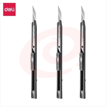 得力(deli) 美工刀小号金属彩色美工刀片刀架手工工具裁纸壁纸刀 30°黑刃3把装