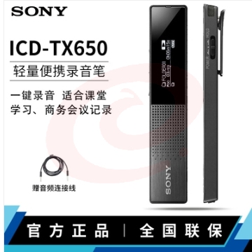 索尼（SONY） ICD-TX650录音笔专业高清降噪 便捷式微型会议记录学习商务录音器机转文字 黑色