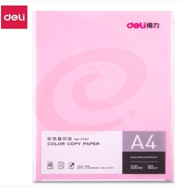 得力(deli)A4彩纸 手工纸 粉色