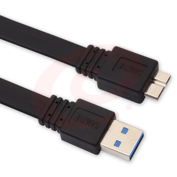 山泽(SAMZHE) 高速USB3.0移动硬盘数据线 AM/Micro B 手机数据充电连接线 扁平黑色0.6米 AP-406 (