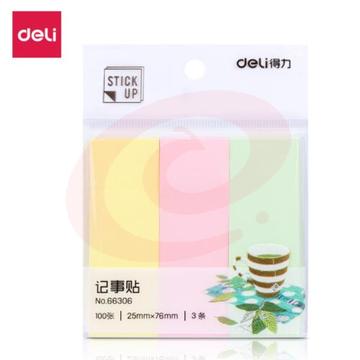 得力(deli)300张3色分条便利贴便签纸 76*25mm记事贴 66306