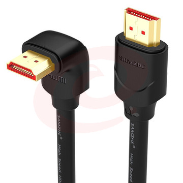 山泽SAMZHE15CX12 HDMI线2.0版90度弯头4K3D数字高清线接口大边朝下数据线1.5米 黑色 (