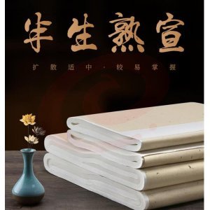 半生熟 宣纸 书法创作宣纸 二尺四 138*70 —刀50张 单位：刀