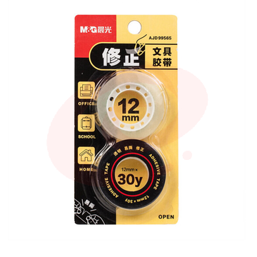 晨光(M&G)胶条胶带透明小胶带可书写不留痕12mm*30Y AJD99565 隐形+修正两卷吸卡5卡10卷装
