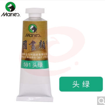 马利(Marie's) 马利国画颜料单支装32ml大容量21色艺考推荐中国画颜料成人山水花鸟画颜料 591-头绿 32ml/单支