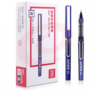 得力S657直液走珠笔水笔12支/盒(蓝)