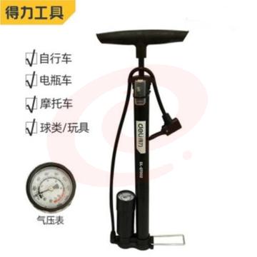 得力(deli)家用多功能手动打气筒 汽车自行车球类充气骑行装备配件便携式金属打气泵 DL-QT002 带气压表JDXC202302100629306