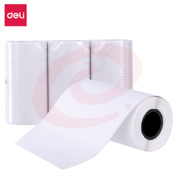 得力（deli）XH03 不干胶白色热敏打印纸3卷装(单卷：宽55mm*直径30mm*长3.5m)