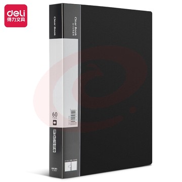 得力(deli)A4/60页侧入式资料册 5039黑色