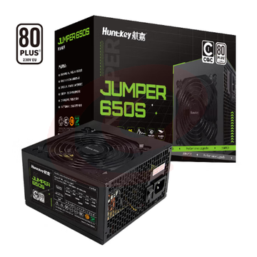 航嘉（Huntkey）JUMPER650S 额定650W 电脑电源(80PLUS白牌/CQC I级能效/智能温控/DC-DC稳压/宽幅电压/RTX4060Ti)