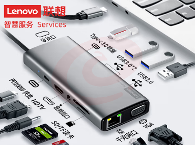 联想（lenovo）Type-c扩展坞USB分线器hub扩展器网口延长线VGA转换器HDMI 4K转接器读卡器PD100W拓展坞BY11(金属)