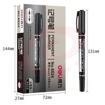 得力6824 小双头记号笔 黑色(12支/盒)